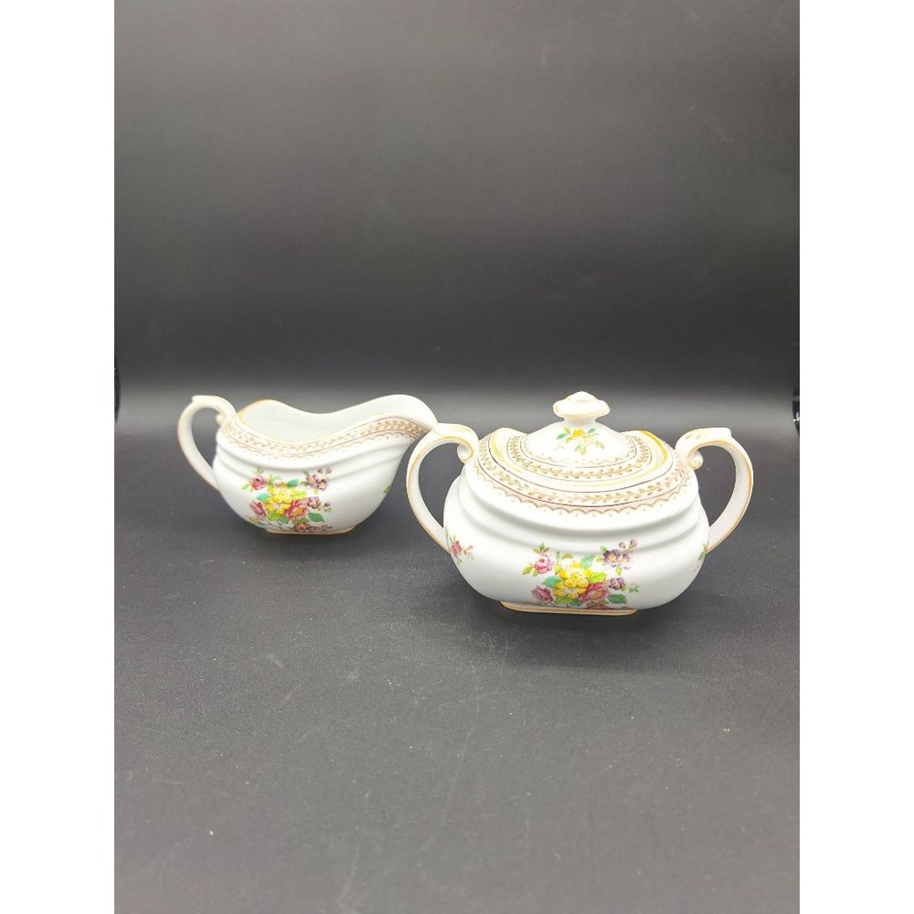 COPELAND SPODE GROSVENOR CHINA PORCELAIN CREAMER & SUGAR DISH GRESHAM PATTERN